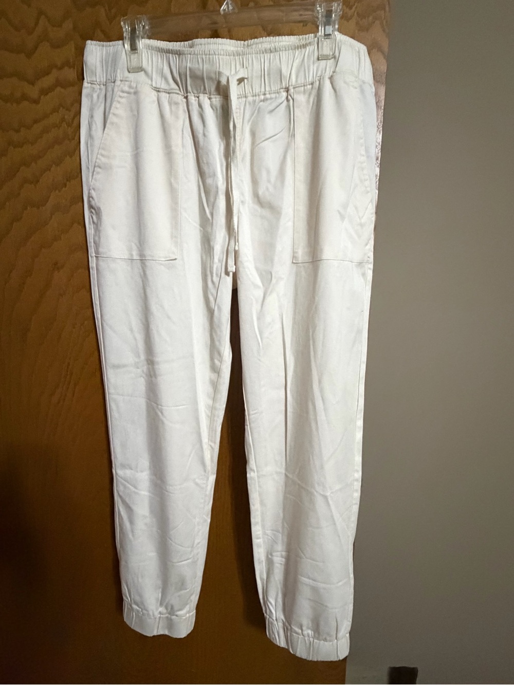 Buffalo Davis Bitton white relaxed joggers drawstring elastic waistband large L